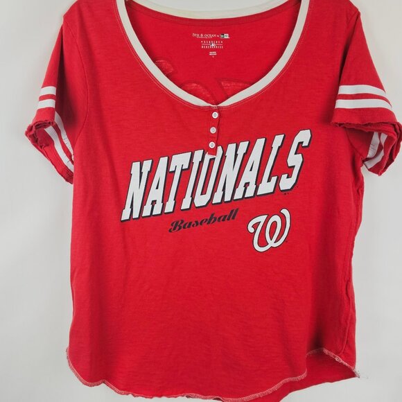 Ladies Washington Nationals Baseball MLB Sporty Athleisure T-Shirt 5 & Ocean LG - Picture 1 of 16